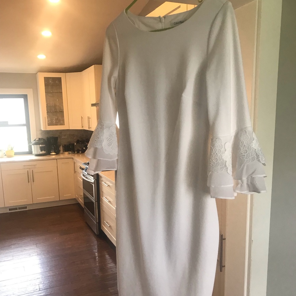 White Calvin Klein 3/4 sleeve dress